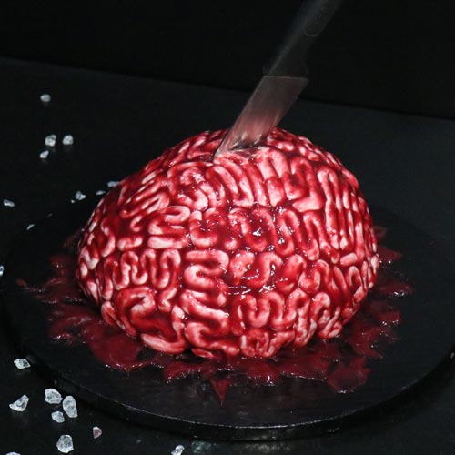 Gâteau cerveau d’Halloween en pâte à sucre