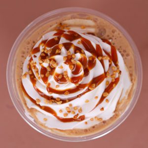 Topping caramel et amandes caramélisées café frappé 